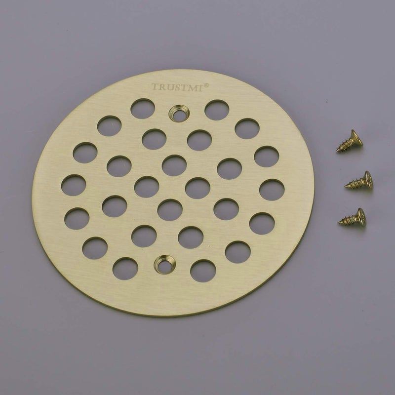 TRUSTMI 4 1/4-inch Screw-in Style Shower Drain Grate Replacement Cover with Screws,Brushed Gold - Image 2